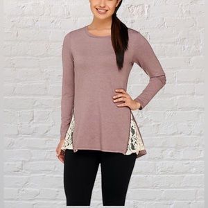LOGO Lounge by Lori Goldstein French Terry Top with Side Zippers